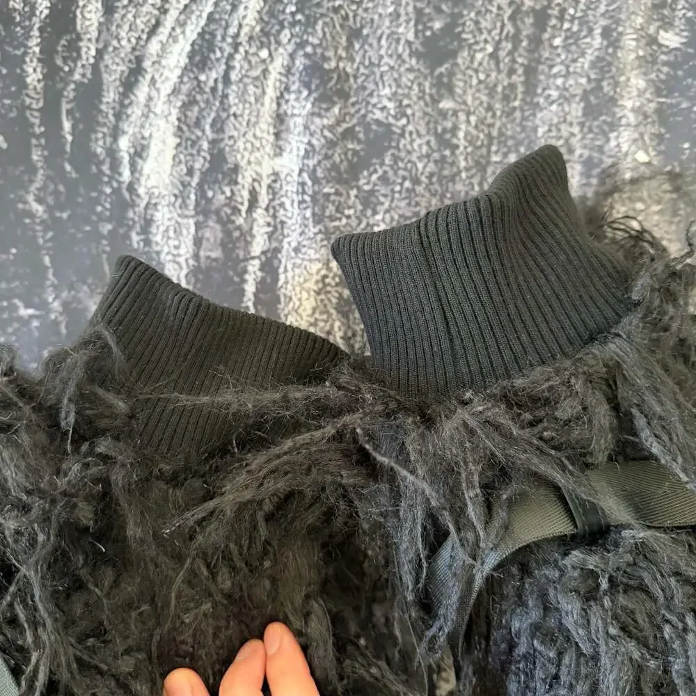 Dolls Kill Widow Shaggy Faux Fur Buckle Strap Leg Warmers